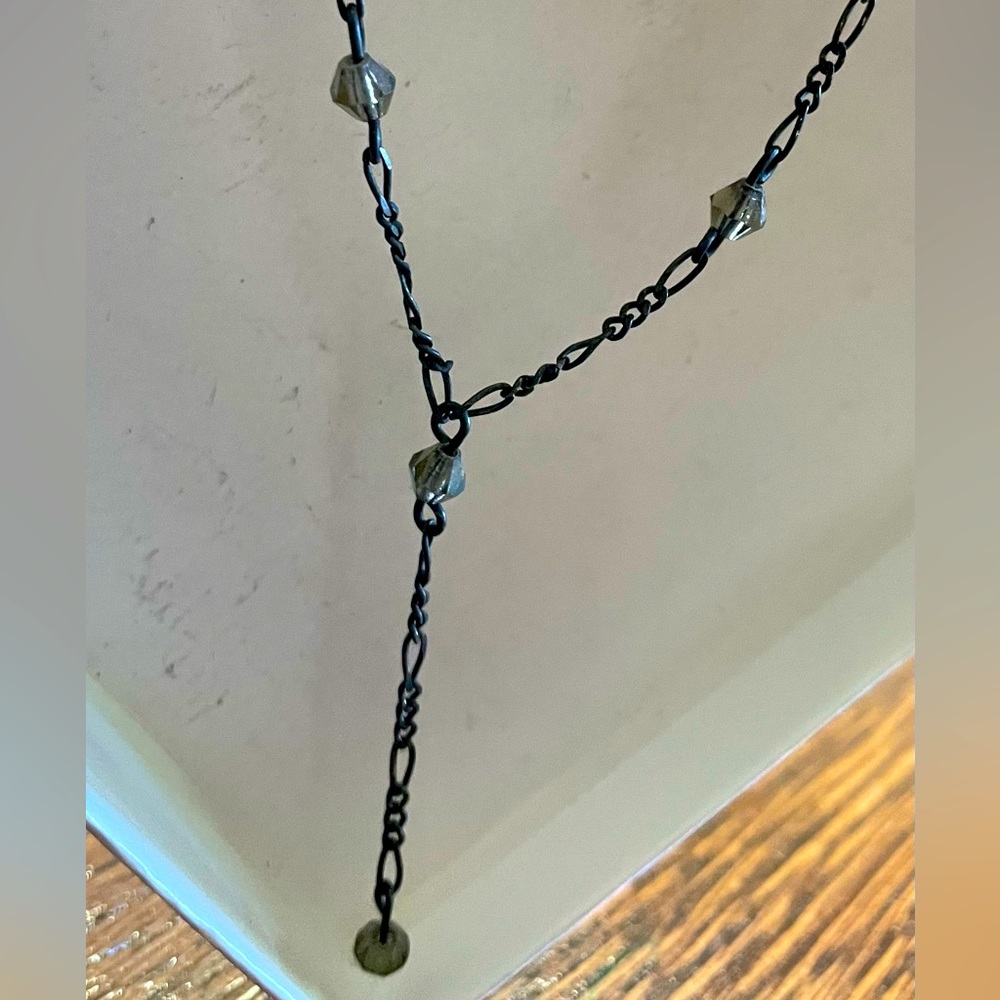Silver tri necklace with beads